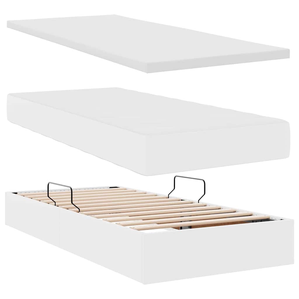 Krevet s od storage Čista bijela 200 x 200 cm Lažna koža