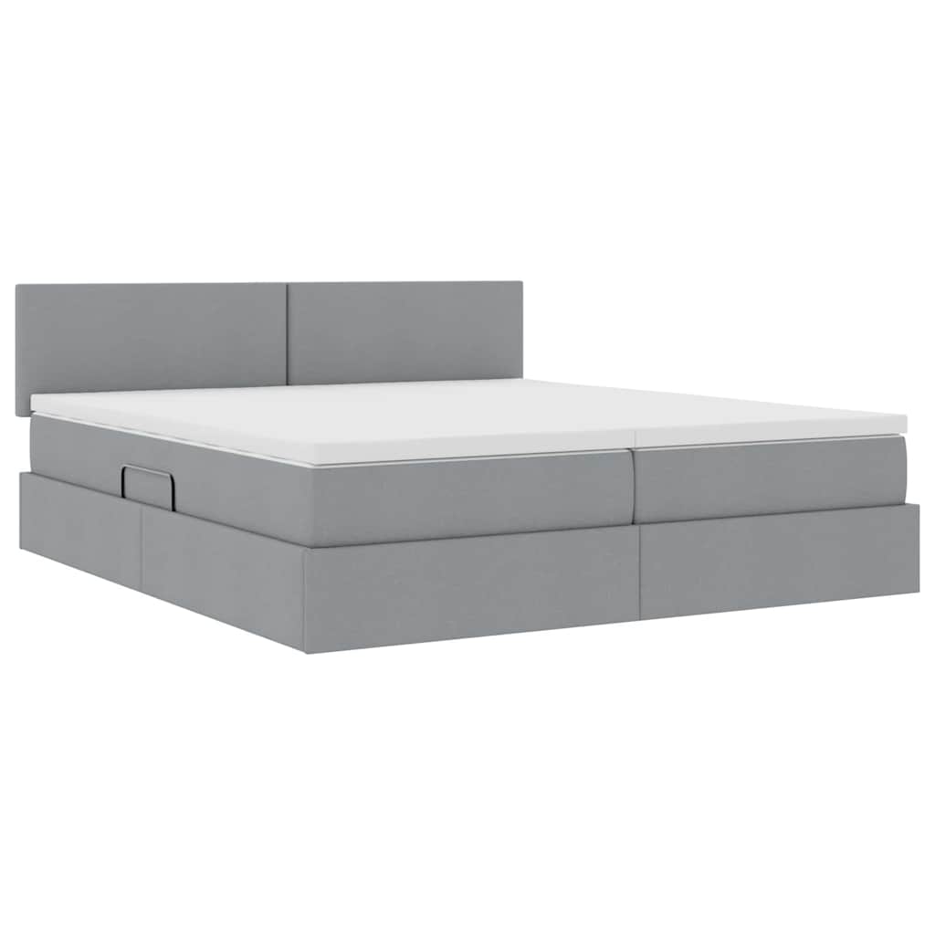 Krevet s od storage Svijetlo siva 180 x 200 cm Lažna koža
