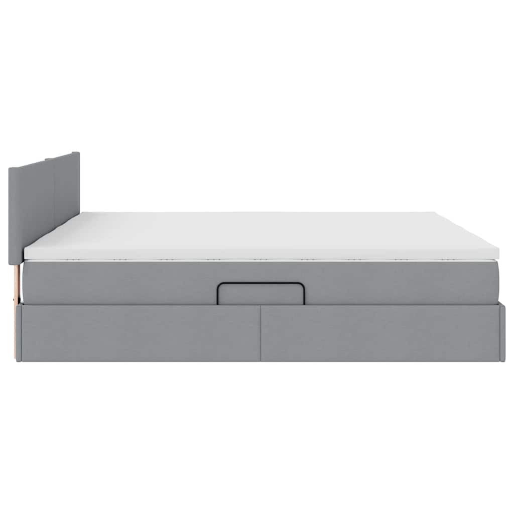 Krevet s od storage Svijetlo siva 200 x 200 cm Lažna koža