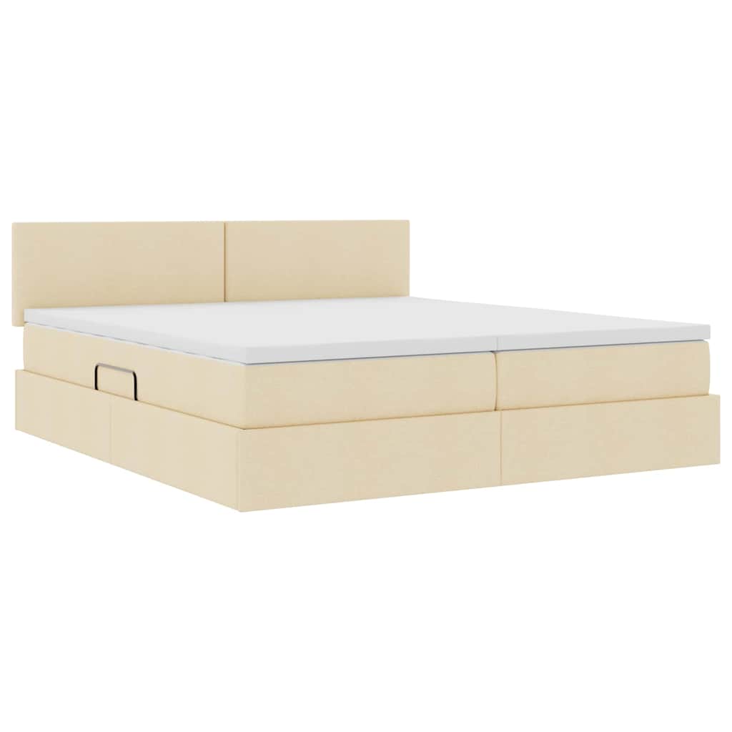 Krevet s od storage s madracem Krema 200 x 200 cm Lažna koža