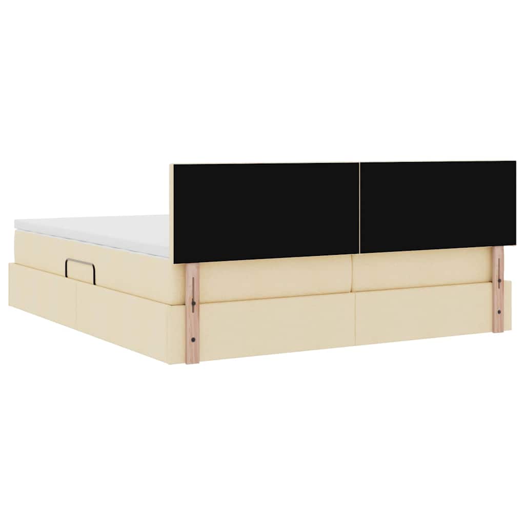 Krevet s od storage s madracem Krema 200 x 200 cm Lažna koža