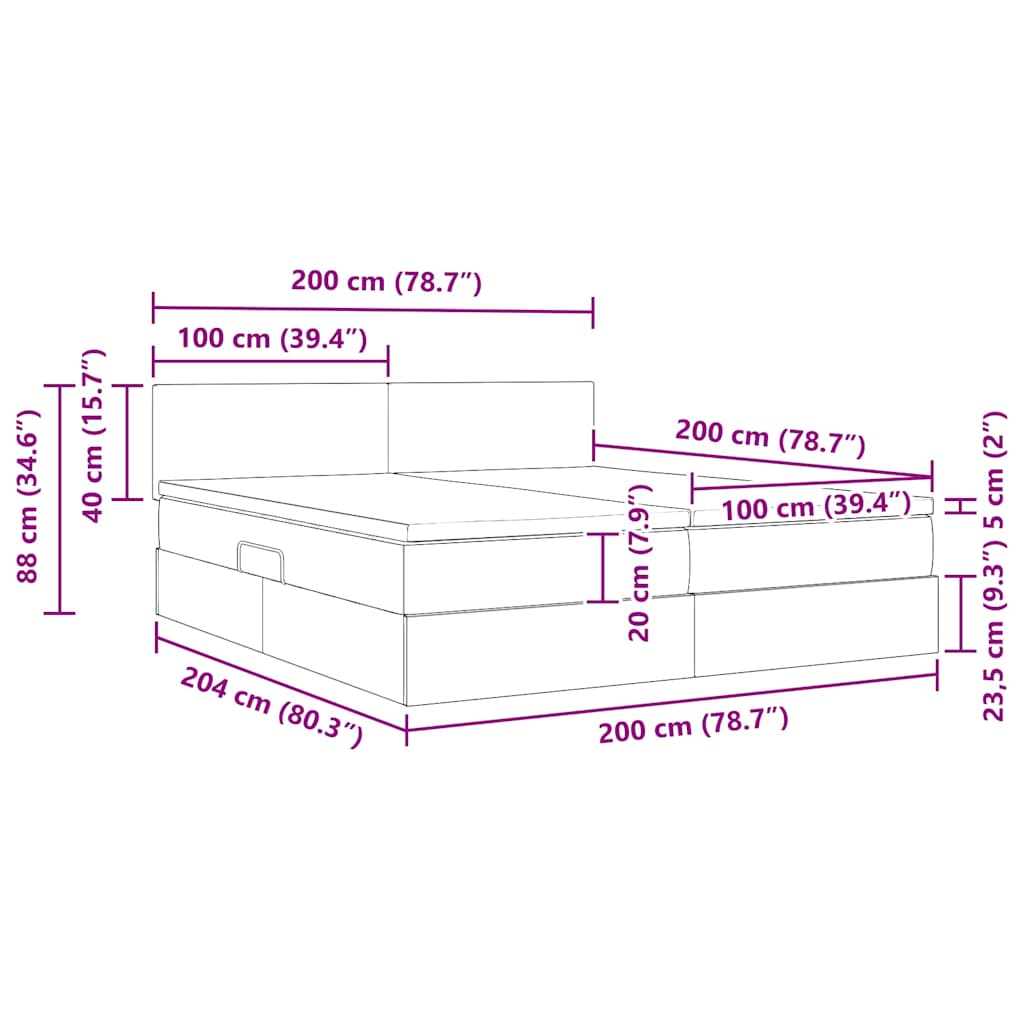 Krevet s od storage s madracem Krema 200 x 200 cm Lažna koža