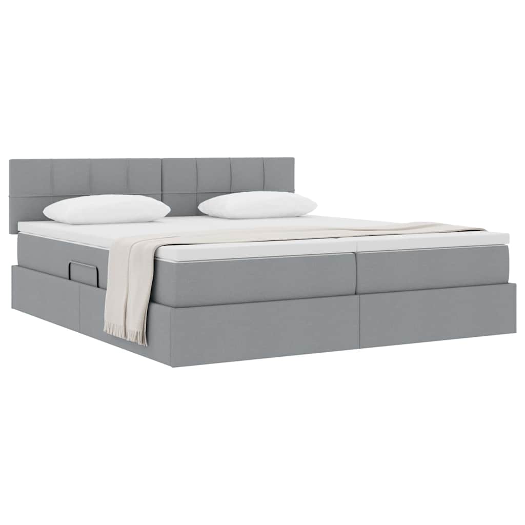 Krevet s od storage Svijetlo siva 200 x 200 cm Lažna koža