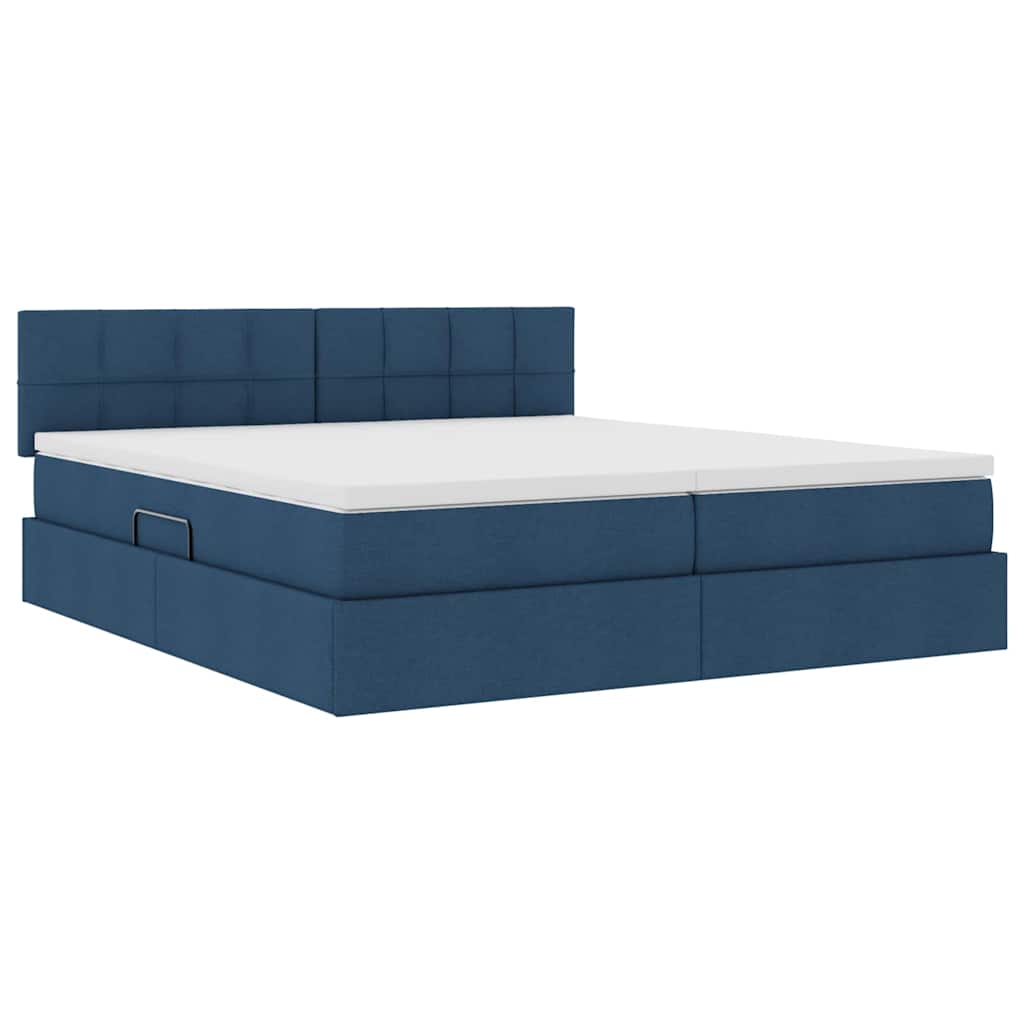 Krevet s od storage s madracem Plava 200 x 200 cm Lažna koža
