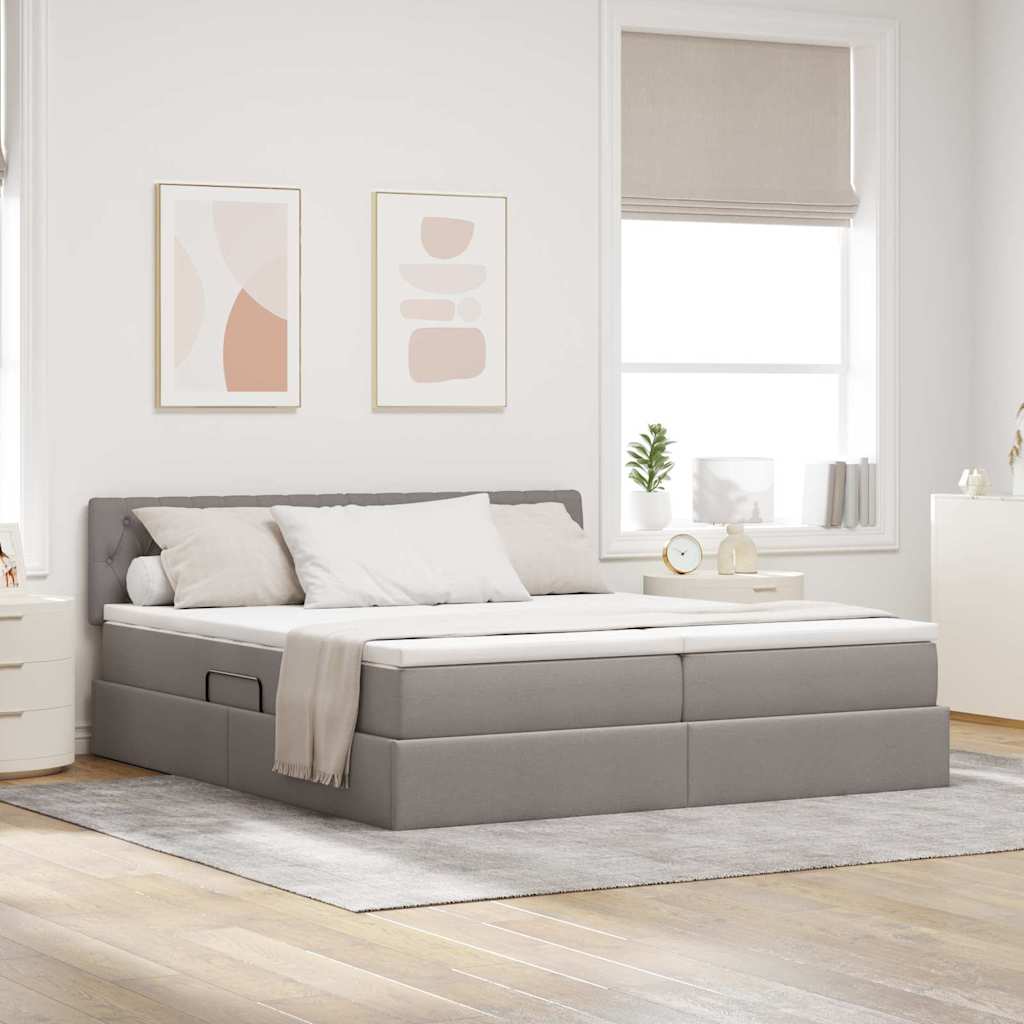 Krevet s od storage Sivo-smeđa 180 x 200 cm Lažna koža