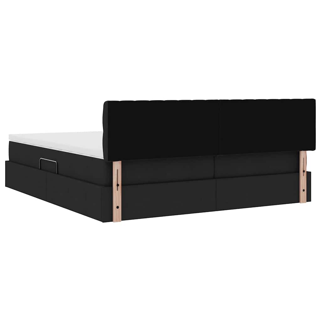 Krevet s od storage s madracem Crna 200 x 200 cm Lažna koža
