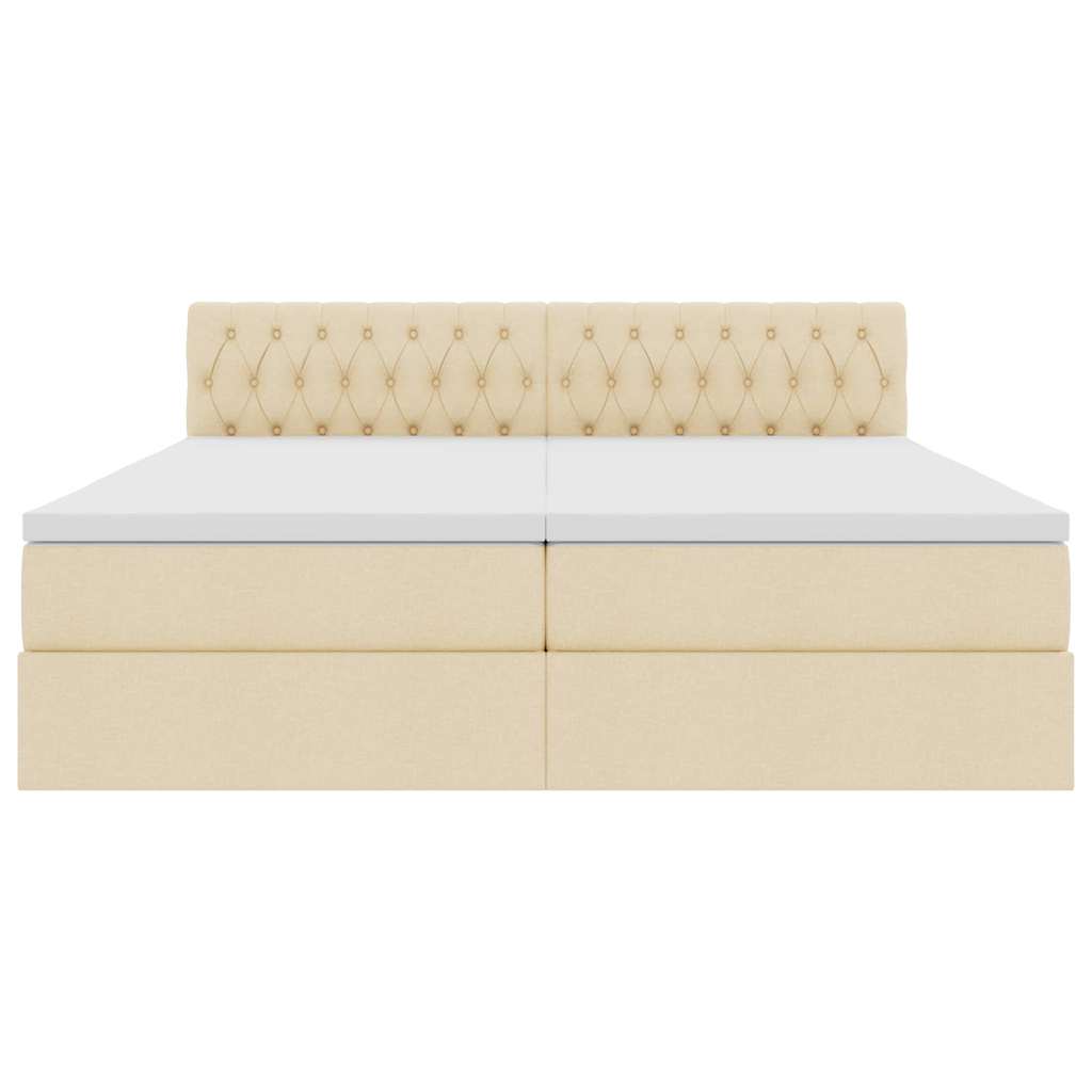 Krevet s od storage s madracem Krema 200 x 200 cm Lažna koža
