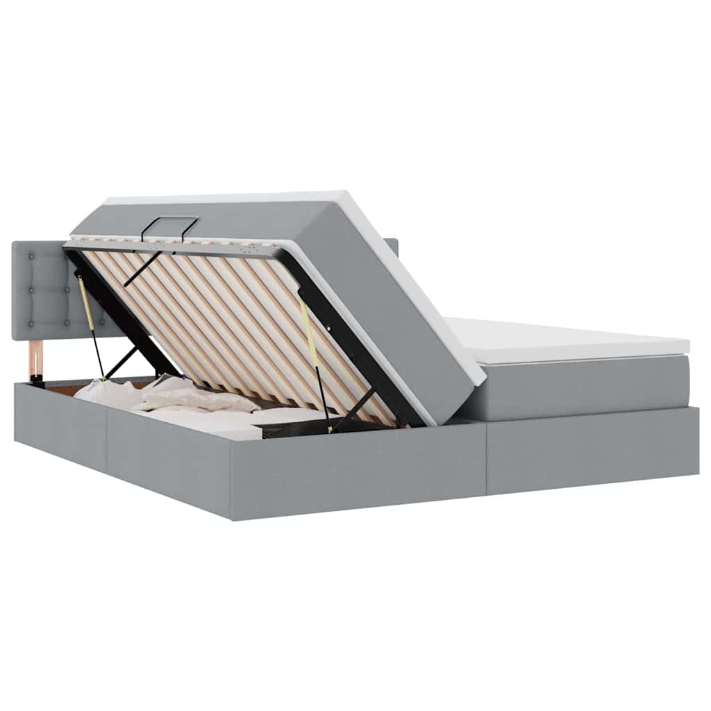 Krevet s od storage Svijetlo siva 180 x 200 cm Lažna koža