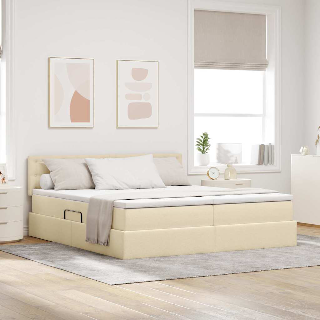 Krevet s od storage s madracem Krema 180 x 200 cm Lažna koža