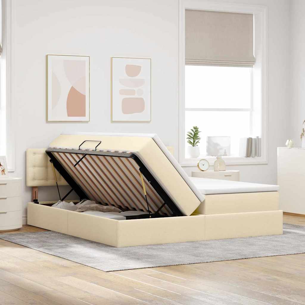 Krevet s od storage s madracem Krema 180 x 200 cm Lažna koža