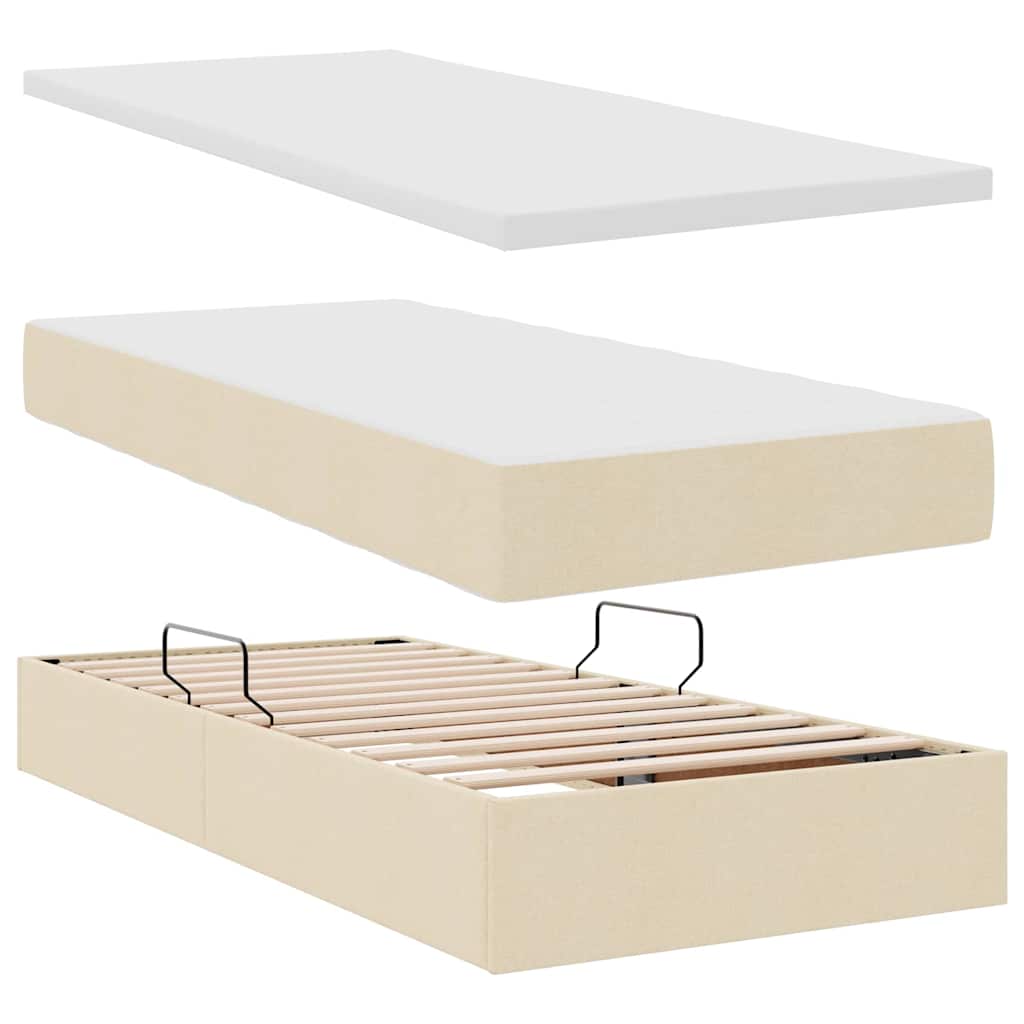 Krevet s od storage s madracem Krema 180 x 200 cm Lažna koža