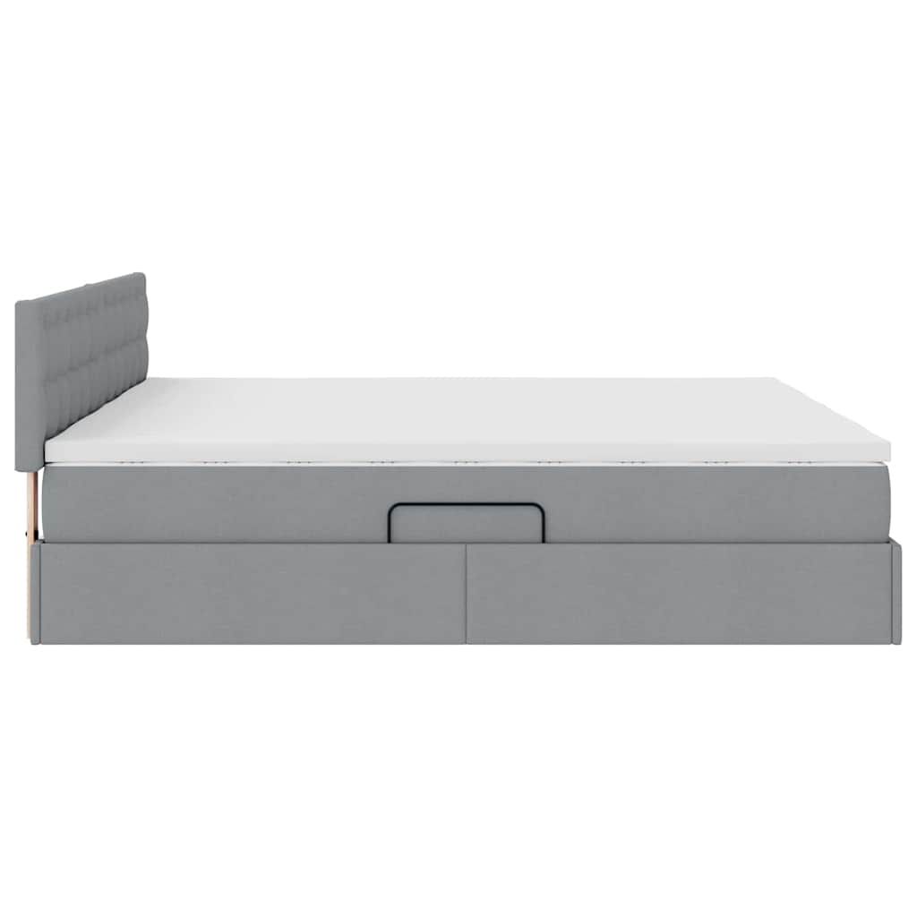 Krevet s od storage Svijetlo siva 200 x 200 cm Lažna koža
