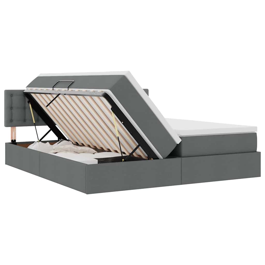 Krevet s od storage Tamno siva 200 x 200 cm Lažna koža