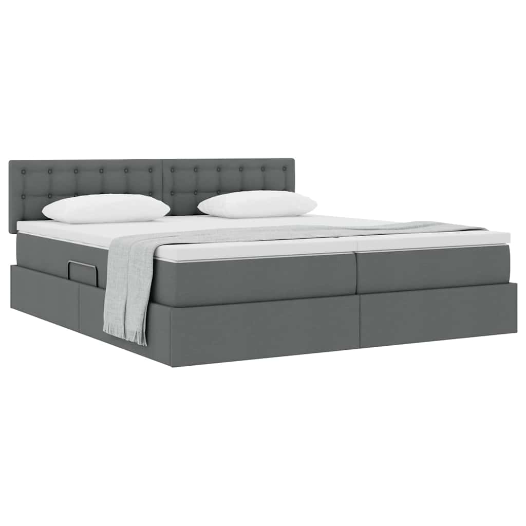 Krevet s od storage Tamno siva 200 x 200 cm Lažna koža