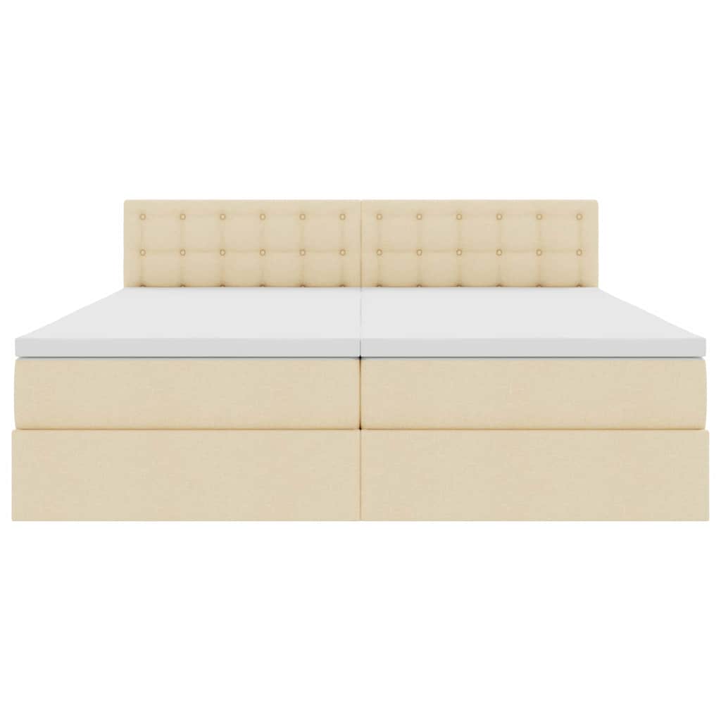 Krevet s od storage s madracem Krema 200 x 200 cm Lažna koža