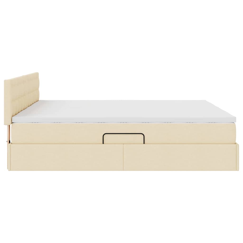 Krevet s od storage s madracem Krema 200 x 200 cm Lažna koža