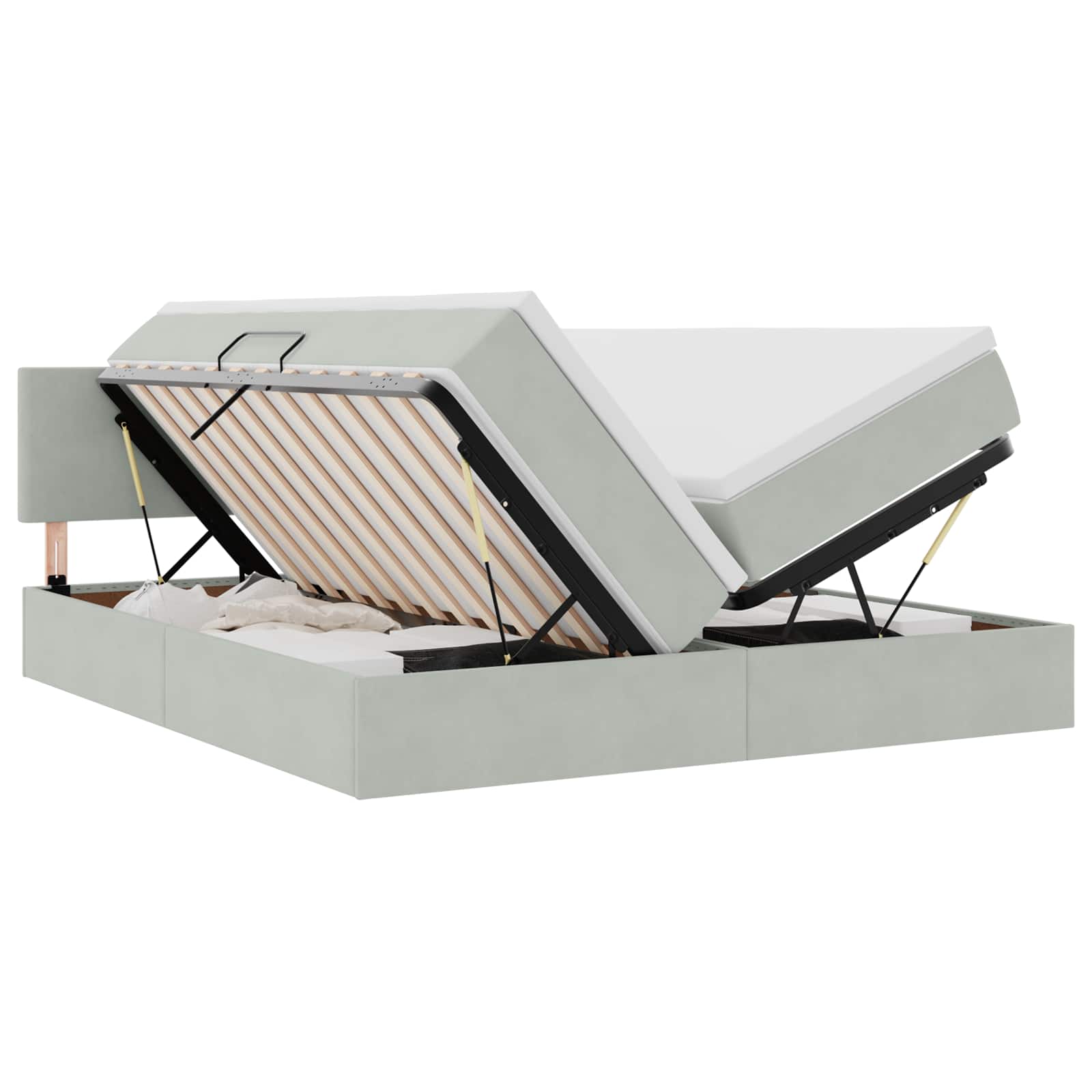 Krevet s od storage s madracem Svijetlo siva 90 x 200 cm