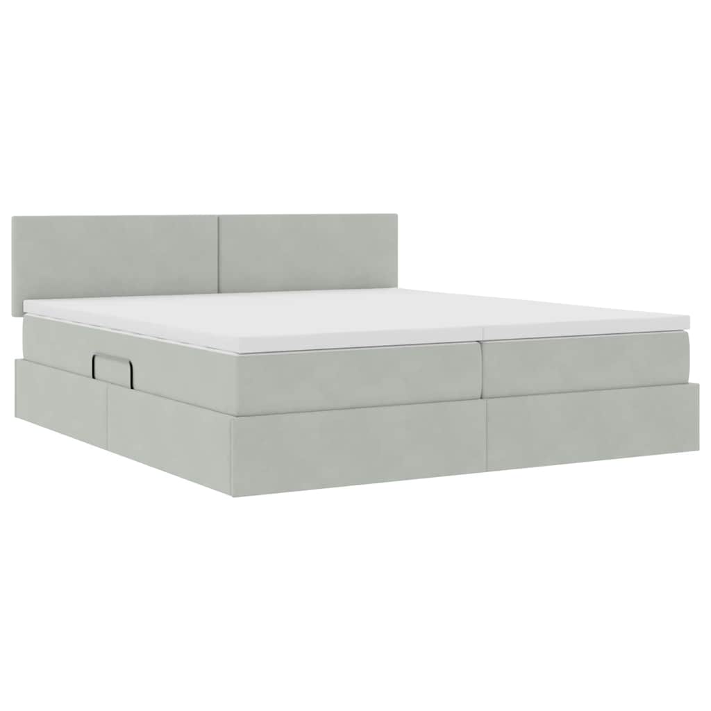 Krevet s od storage s madracem Svijetlo siva 90 x 200 cm