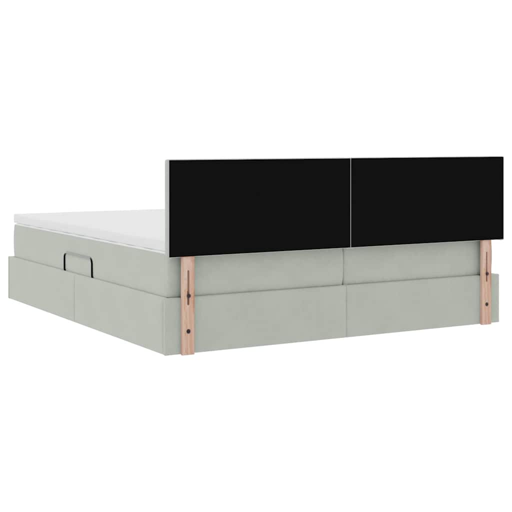 Krevet s od storage s madracem Svijetlo siva 90 x 200 cm