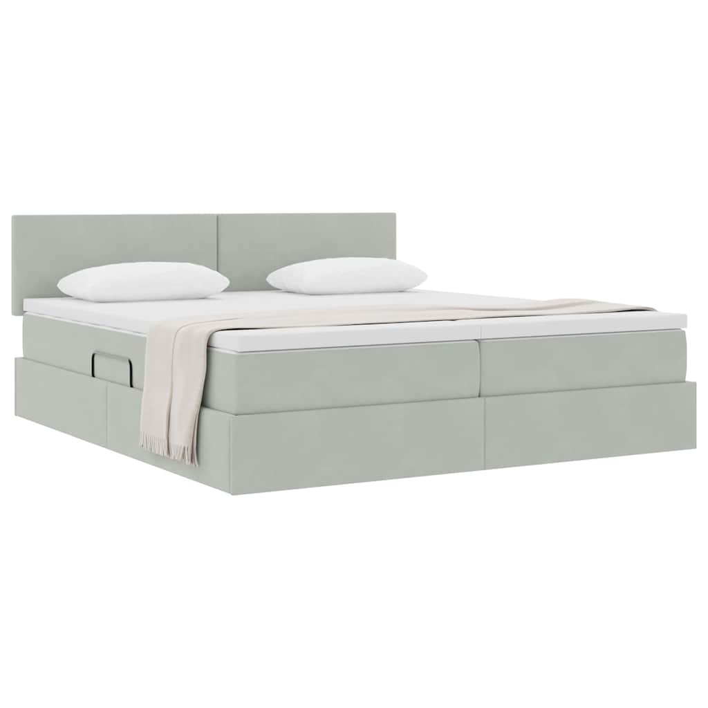 Krevet s od storage s madracem Svijetlo siva 90 x 200 cm