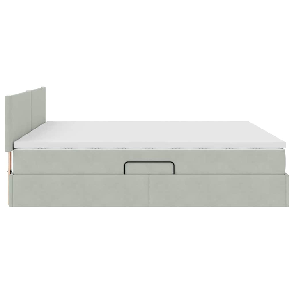 Krevet s od storage s madracem Svijetlo siva 90 x 200 cm