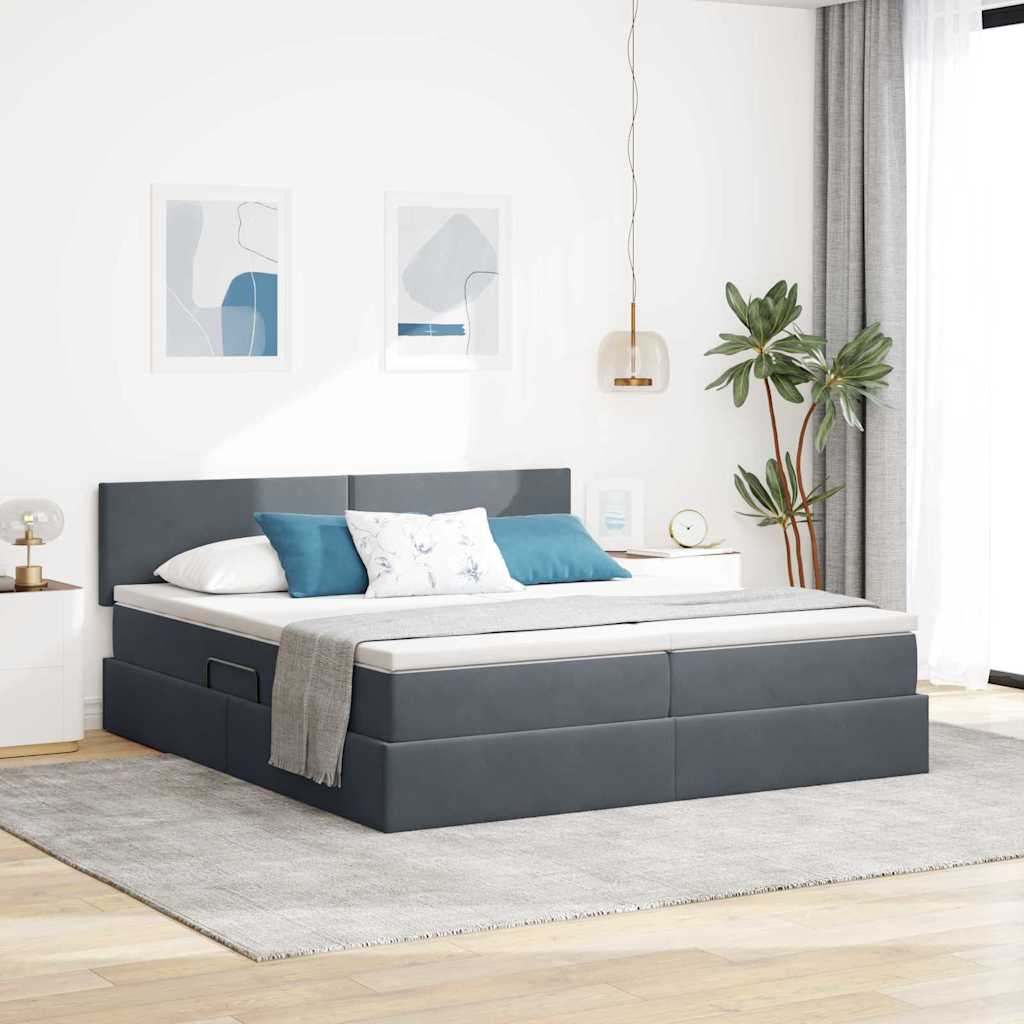 Krevet s od storage s uzglavljem Tamno siva 90 x 200 cm