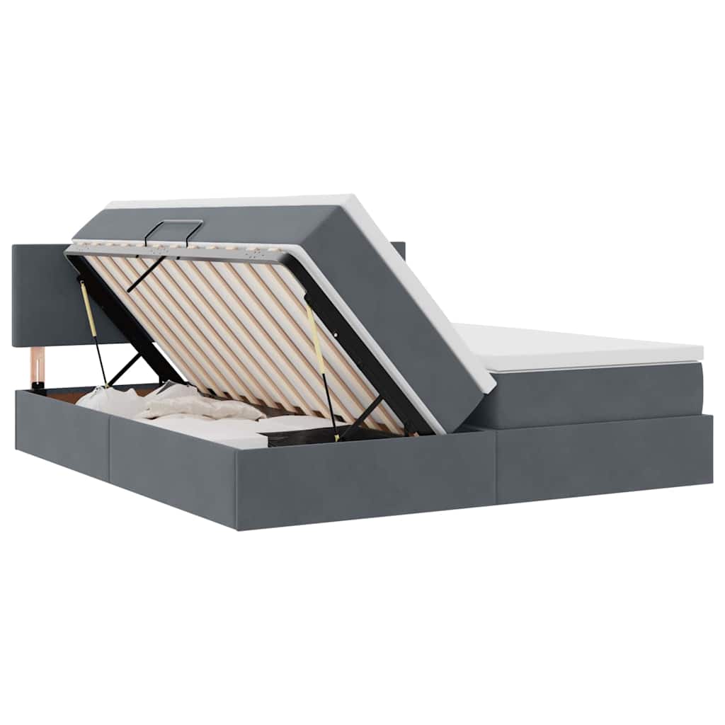 Krevet s od storage s uzglavljem Tamno siva 90 x 200 cm