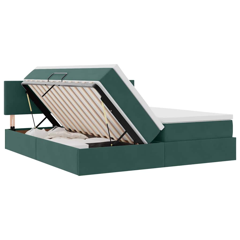 Krevet s od storage s madracem Tamnozelena 90 x 200 cm