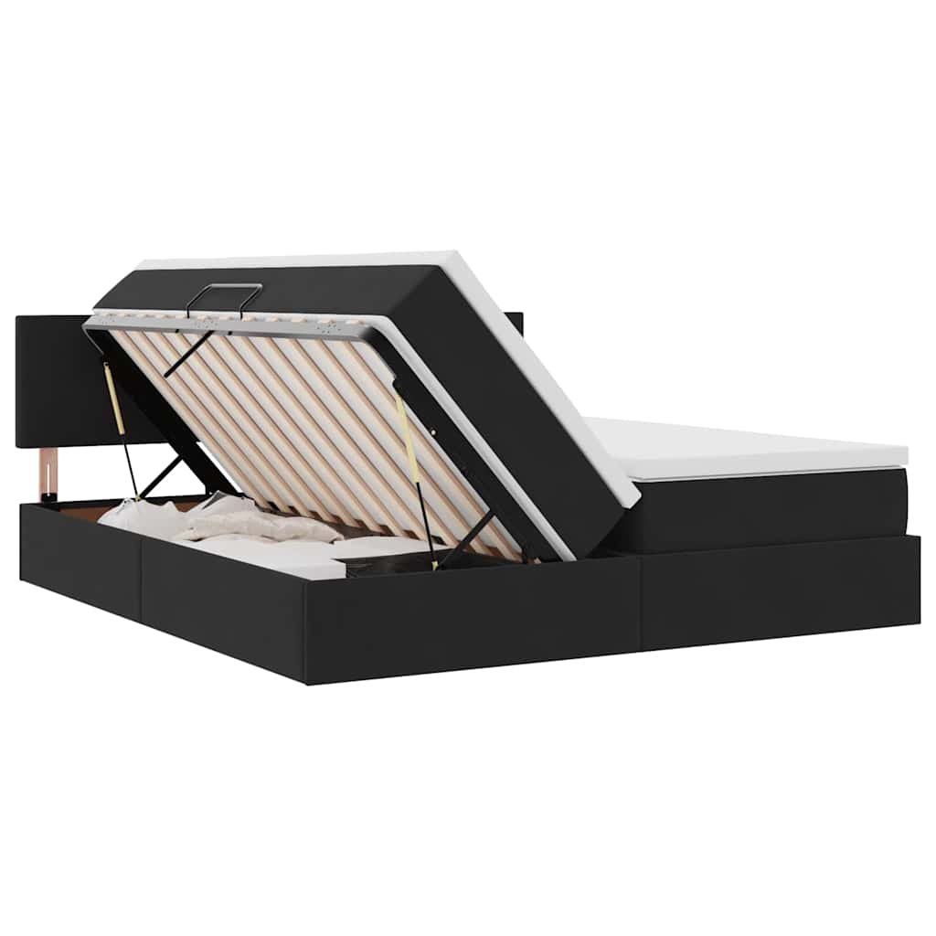 Krevet s od storage s madracem s uzglavljem Crna 100 x 200 cm