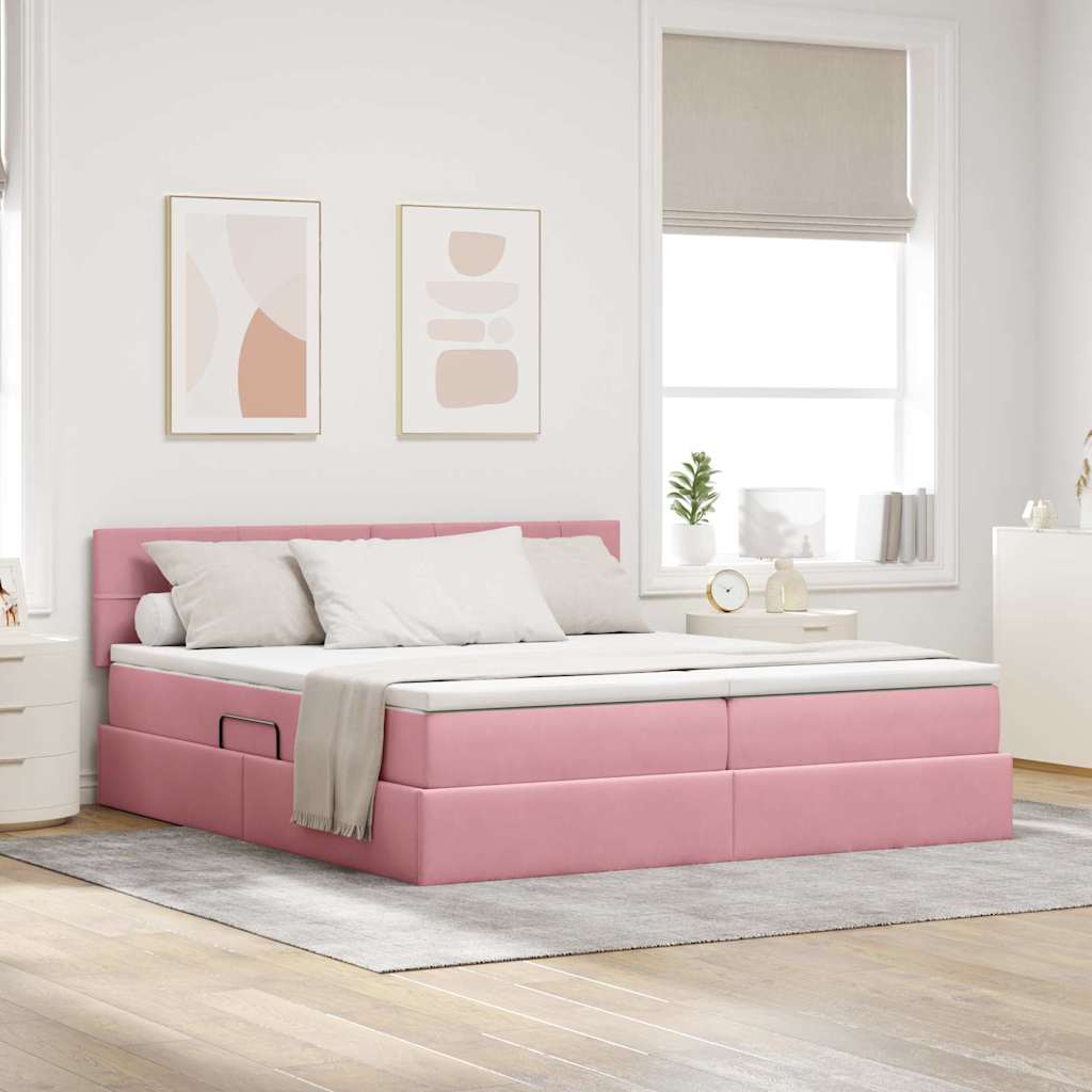 Krevet s od storage s madracem s pohranom Ružičasta 90 x 200 cm
