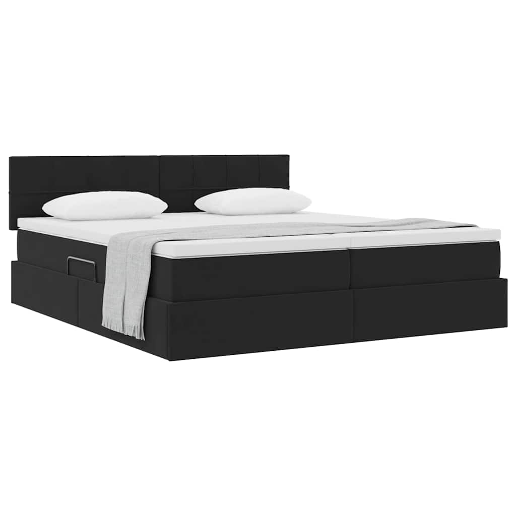 Krevet s od storage s madracem s uzglavljem Crna 100 x 200 cm