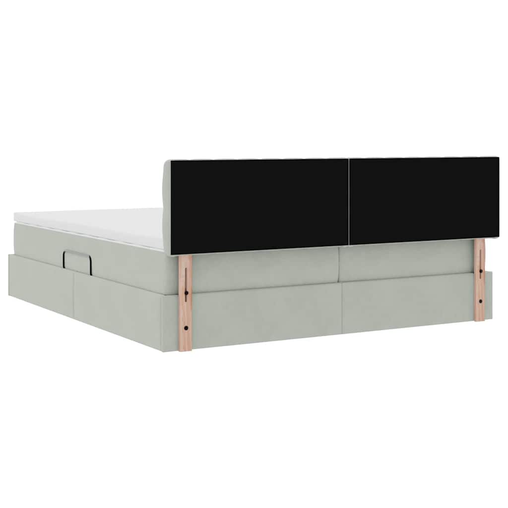 Krevet s od storage s madracem Svijetlo siva 90 x 200 cm