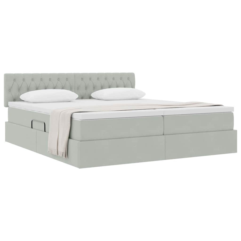 Krevet s od storage s madracem Svijetlo siva 90 x 200 cm