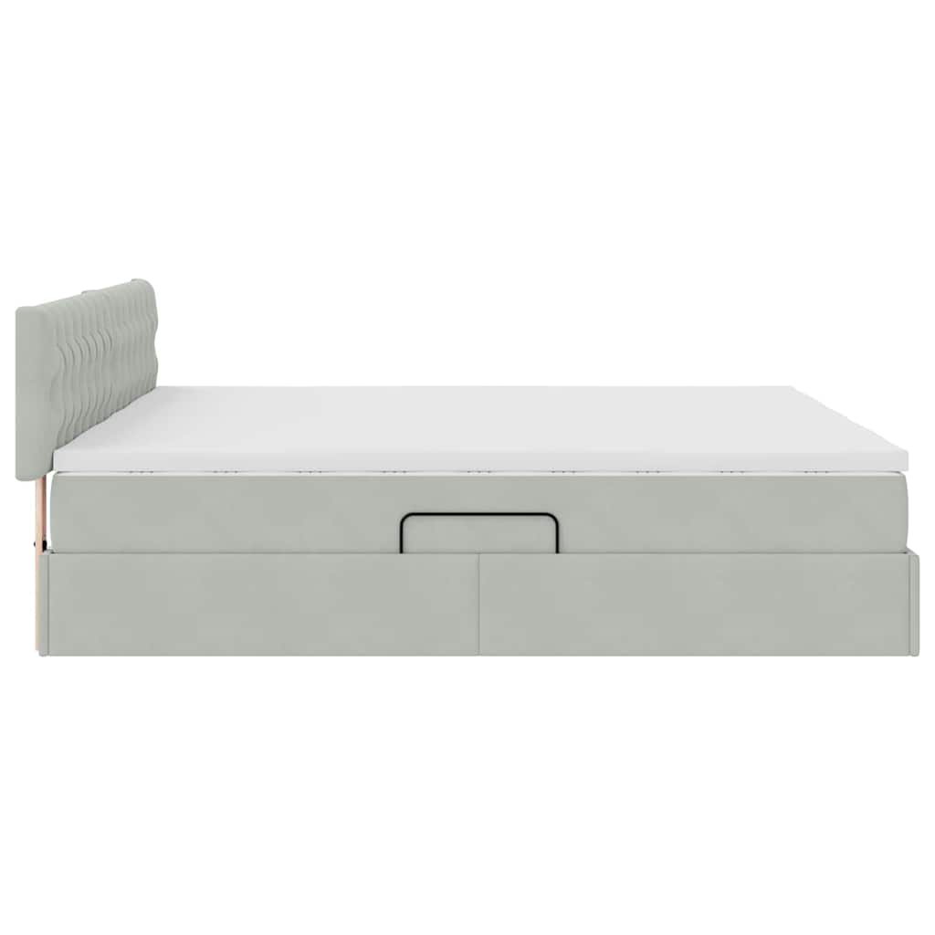 Krevet s od storage s madracem Svijetlo siva 90 x 200 cm
