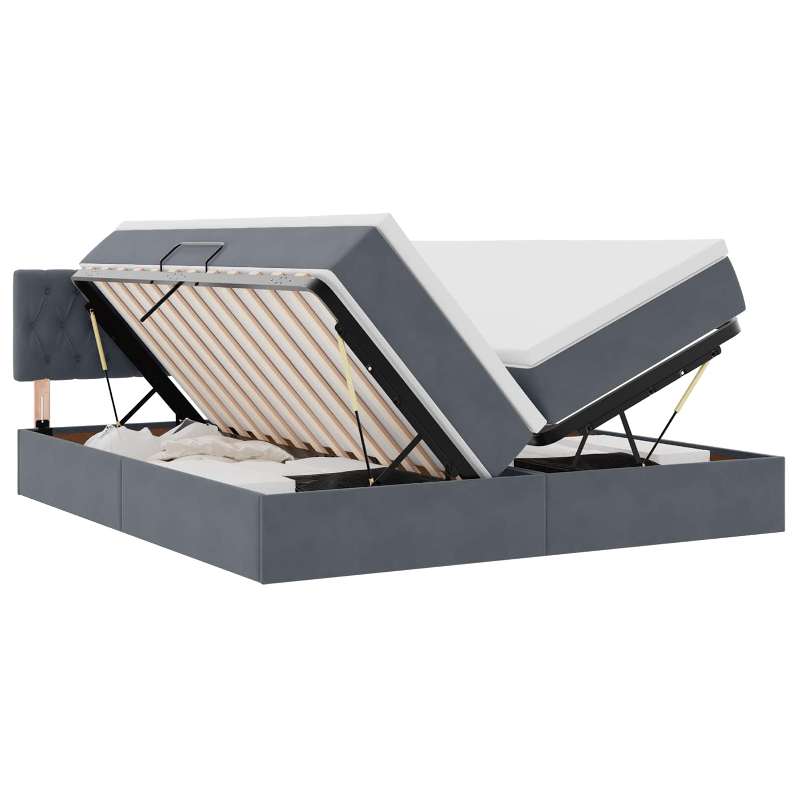 Krevet s od storage s madracem Tamno siva 90 x 200 cm