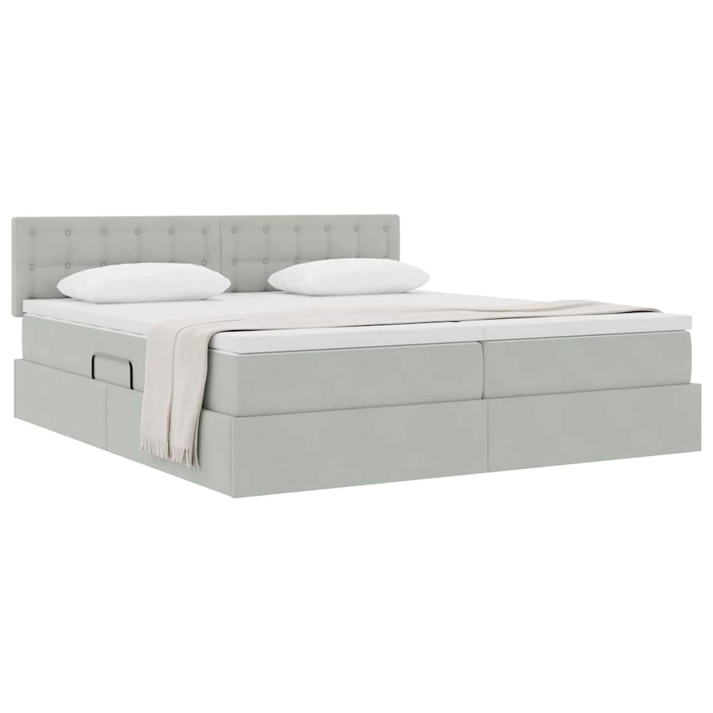 Krevet s od storage s madracem Svijetlo siva 90 x 200 cm