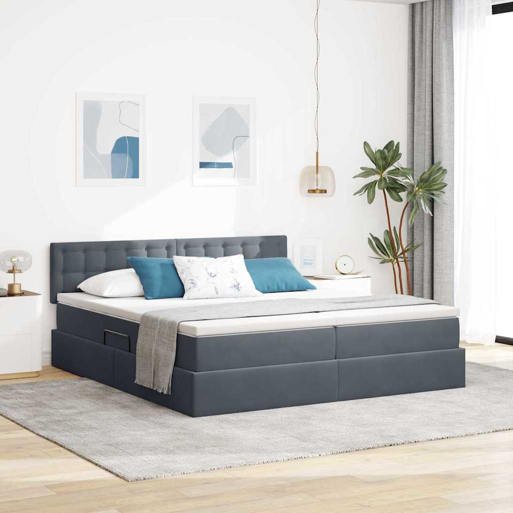 Krevet s od storage s uzglavljem 2 kom. Tamno siva