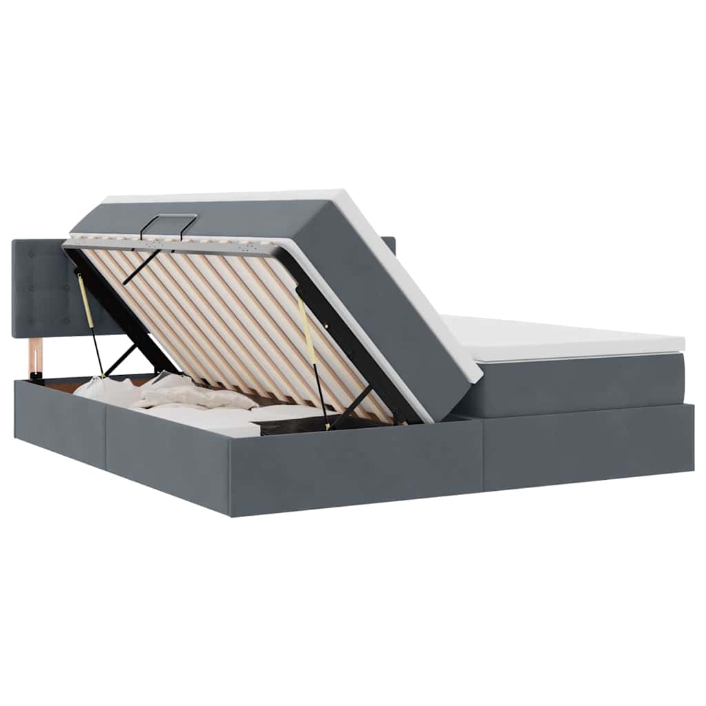 Krevet s od storage s madracem Tamno siva 90 x 200 cm