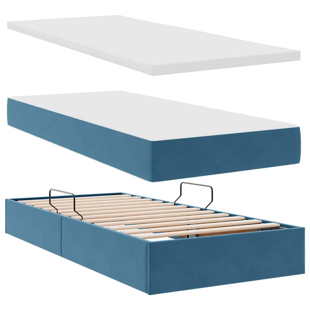 Krevet s od storage s madracem Tamno plava 90 x 200 cm