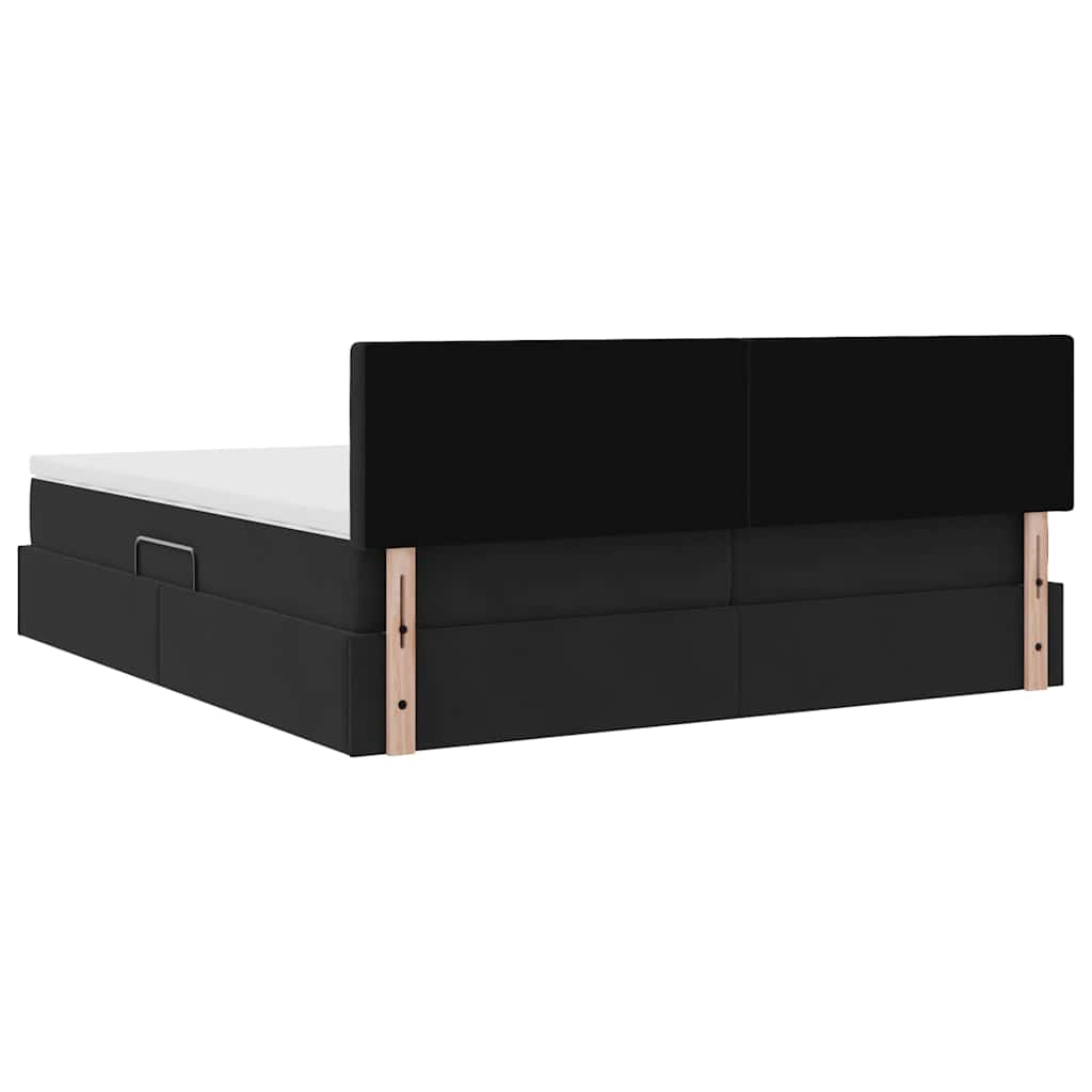 Krevet s od storage s madracem s uzglavljem Crna 100 x 200 cm