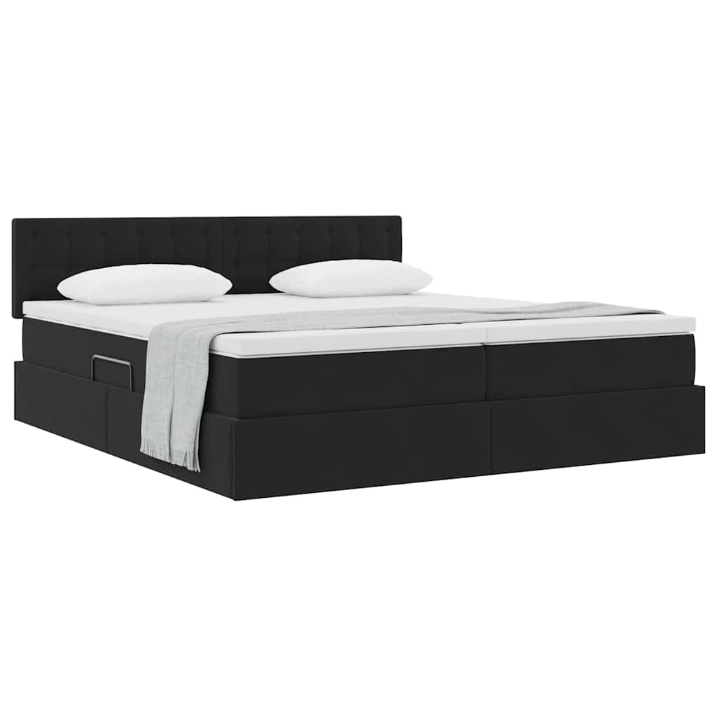 Krevet s od storage s madracem s uzglavljem Crna 100 x 200 cm