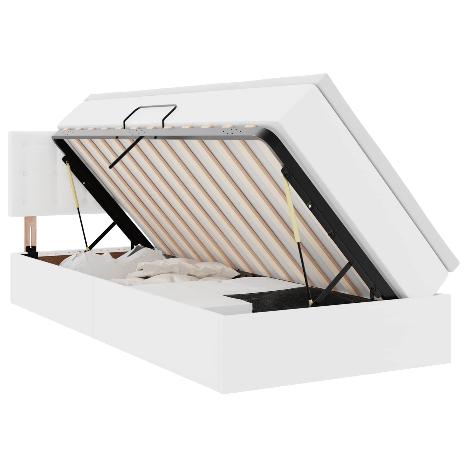 Krevet s prostorom za pohranu s LED-om Čista bijela 90 x 190 cm