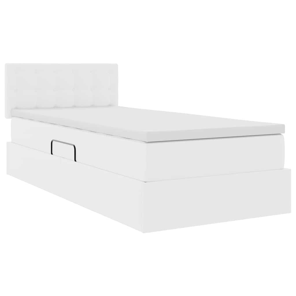 Krevet s prostorom za pohranu s LED-om Čista bijela 90 x 190 cm