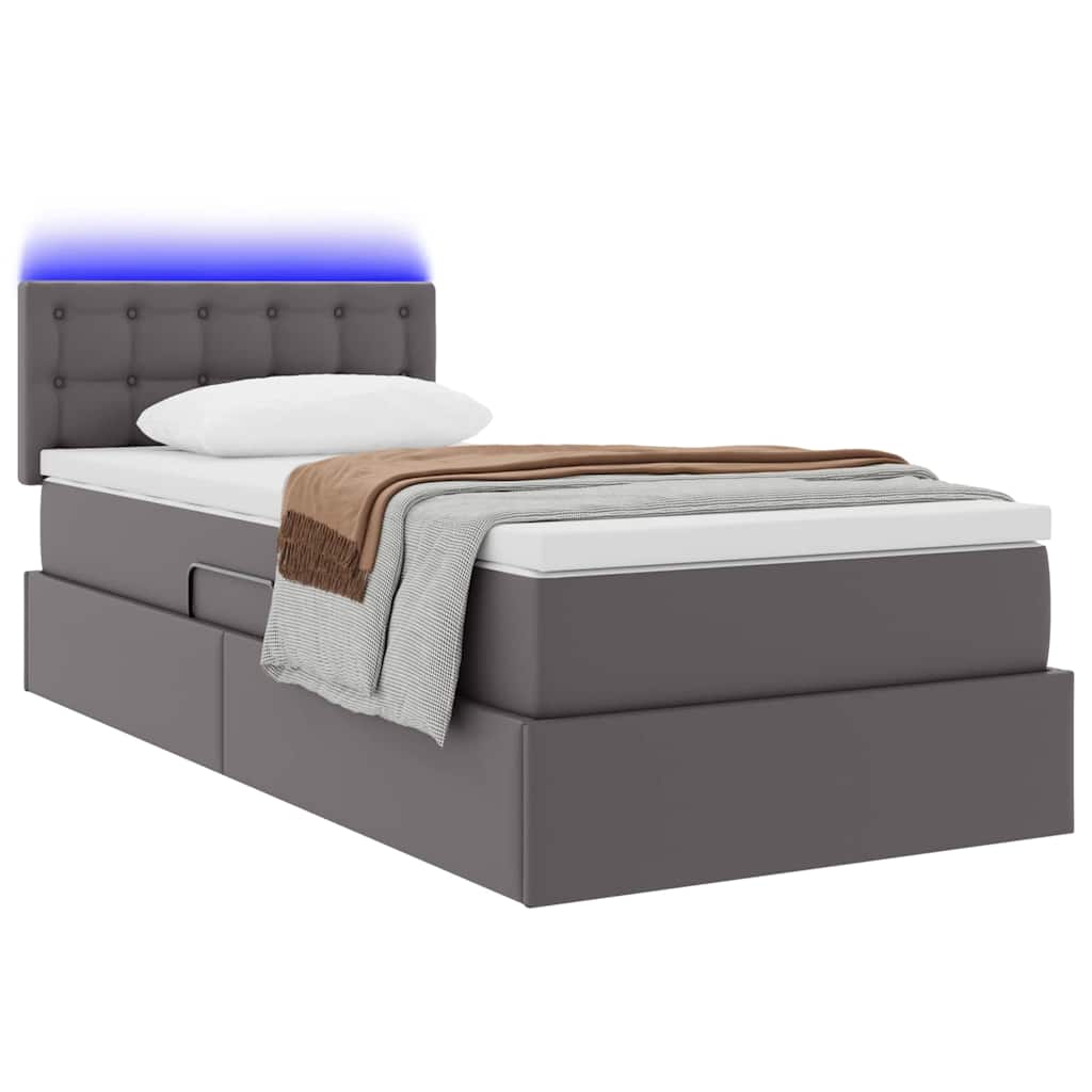 Krevet s prostorom za pohranu s LED-om Siva 100 x 200 cm