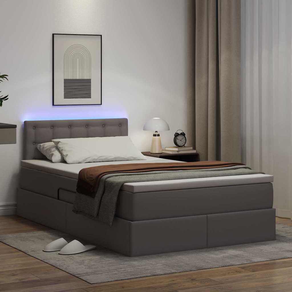 Krevet s prostorom za pohranu s LED-om Siva 120 x 200 cm