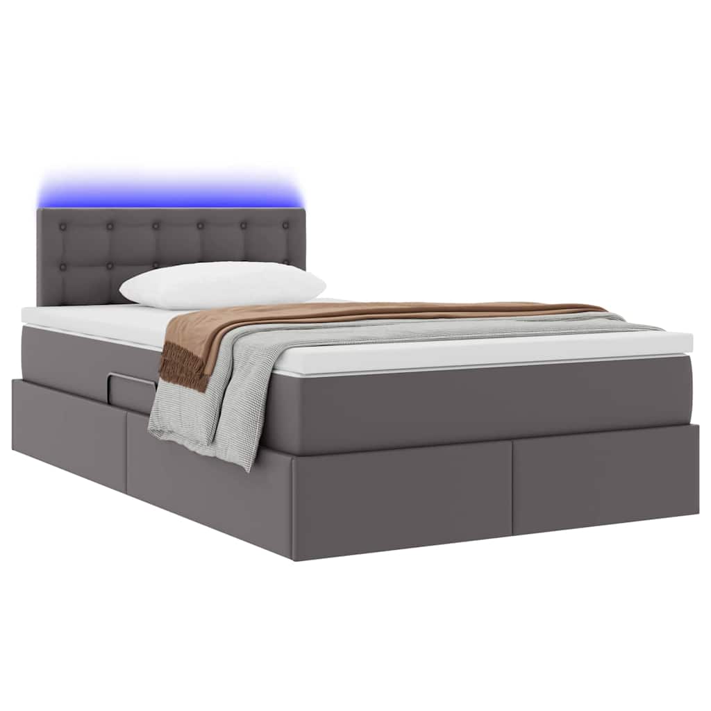 Krevet s prostorom za pohranu s LED-om Siva 120 x 200 cm