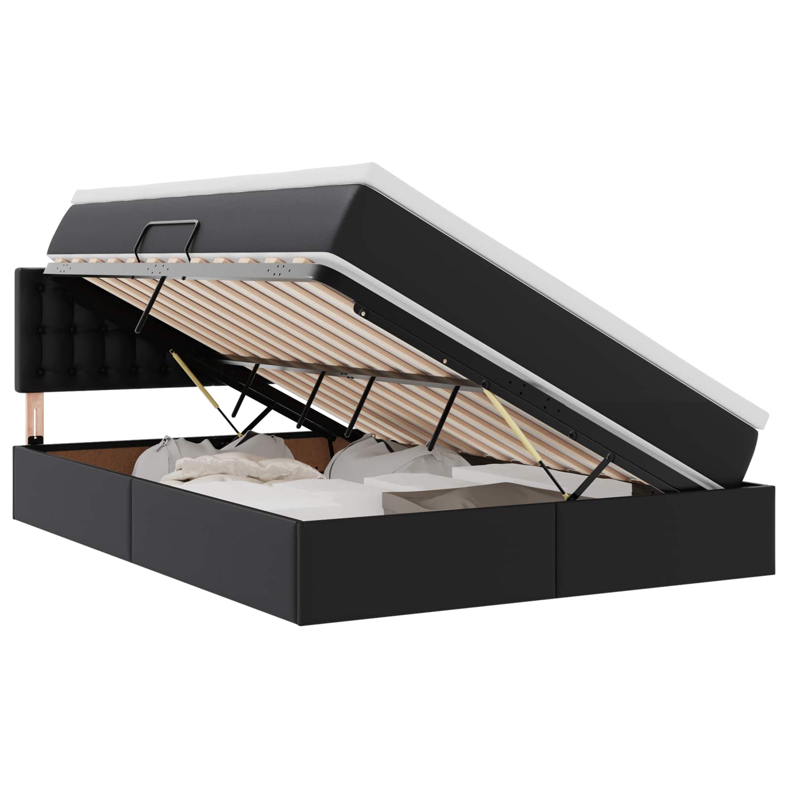 Krevet s prostorom za pohranu s LED-om Crna 140 x 190 cm