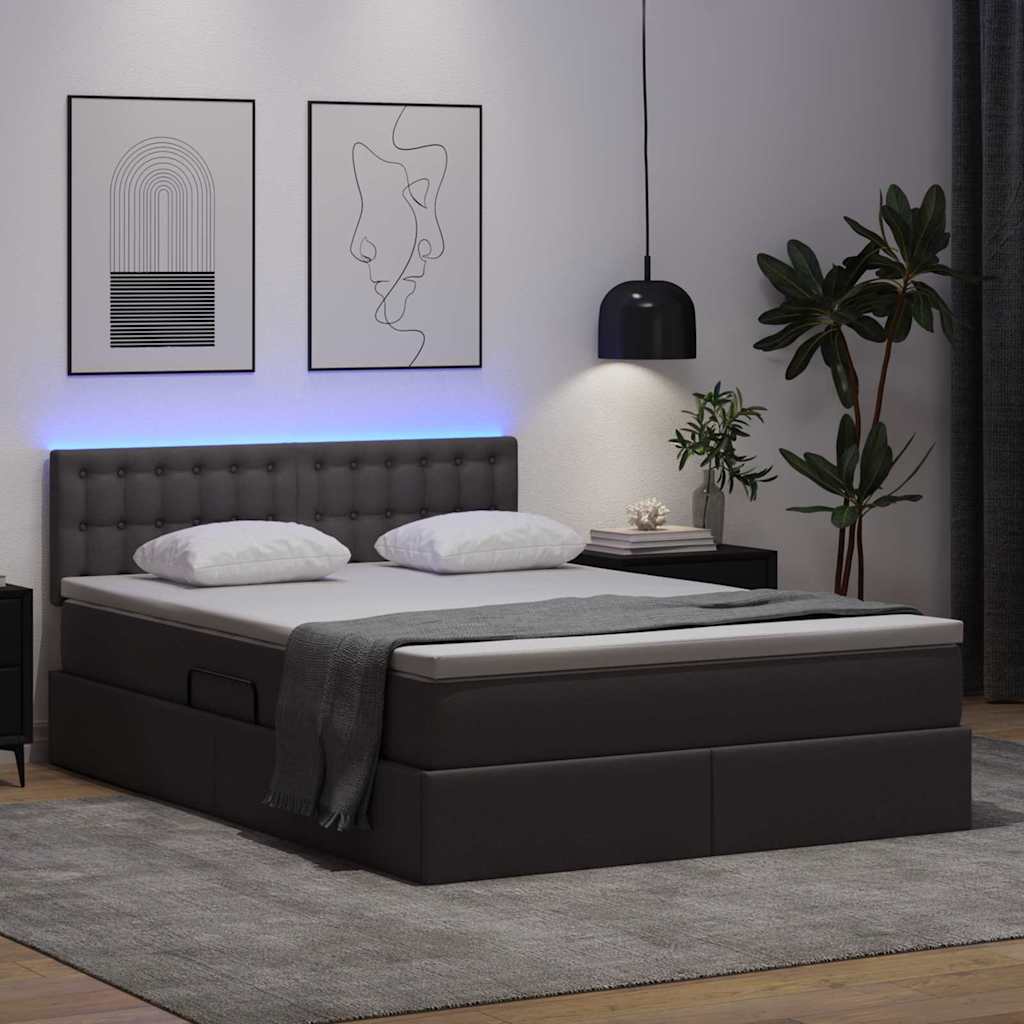 Krevet s prostorom za pohranu s LED-om Siva 140 x 190 cm