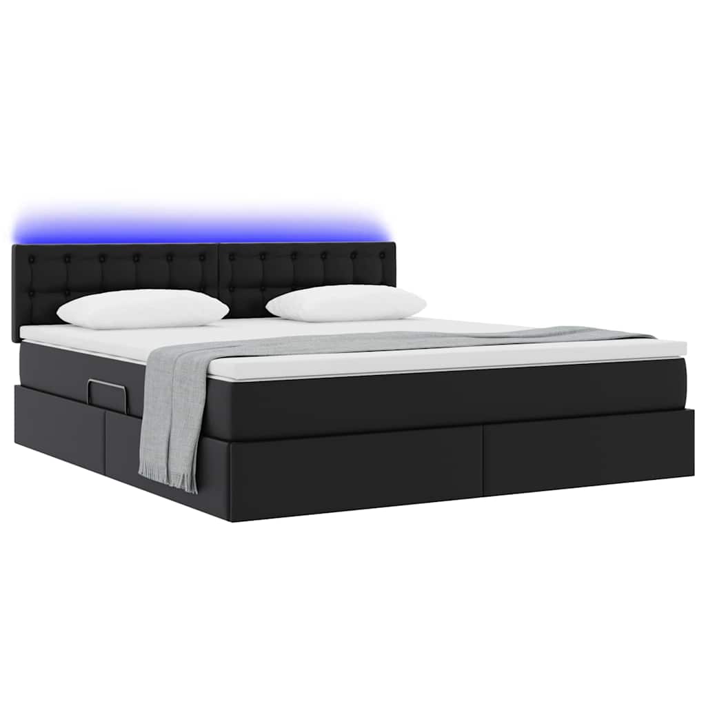 Krevet s prostorom za pohranu s LED-om Crna 180 x 200 cm
