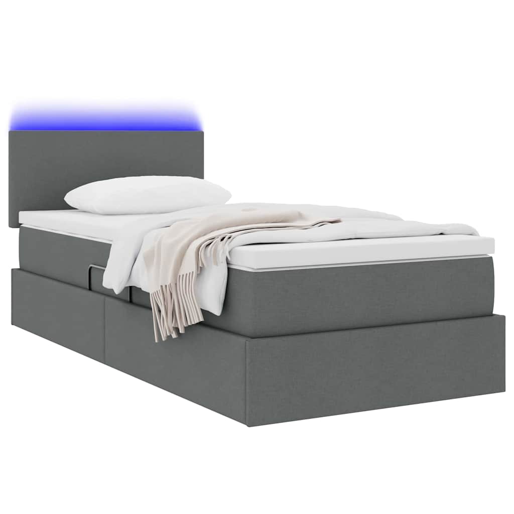 Krevet s prostorom za pohranu s LED-om Tamno siva 90 x 190 cm